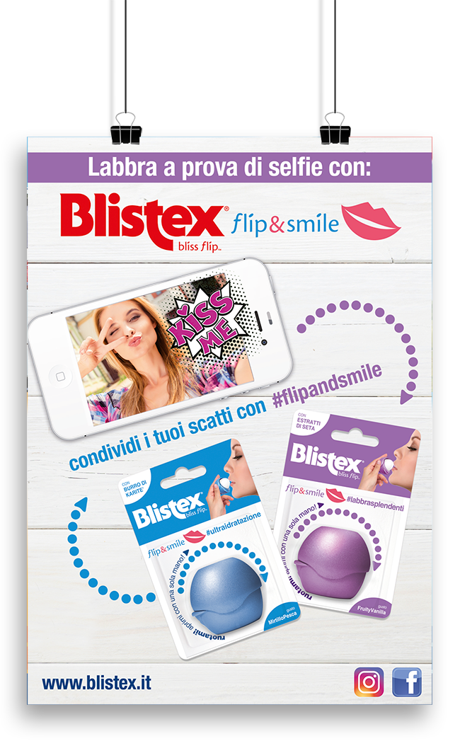 campagna pubblicitaria Blistex Flip&Smile